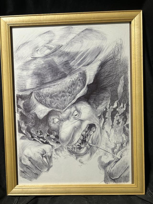 ภาพวาดที่เห็นคือผลงานศิลปะแนวปากกาและหมึก (Pen and Ink)