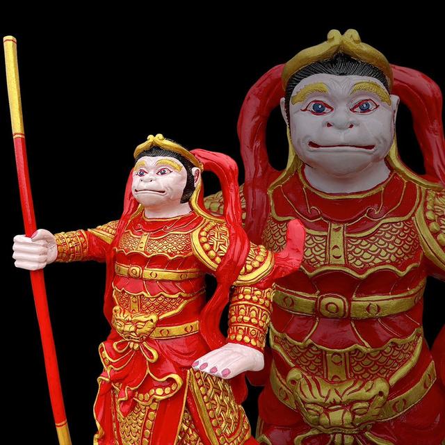 เห้งเจียไม้ เห้งเจียถือกระบอง เห้งเจียหน้าดุ แกะสลัก 6