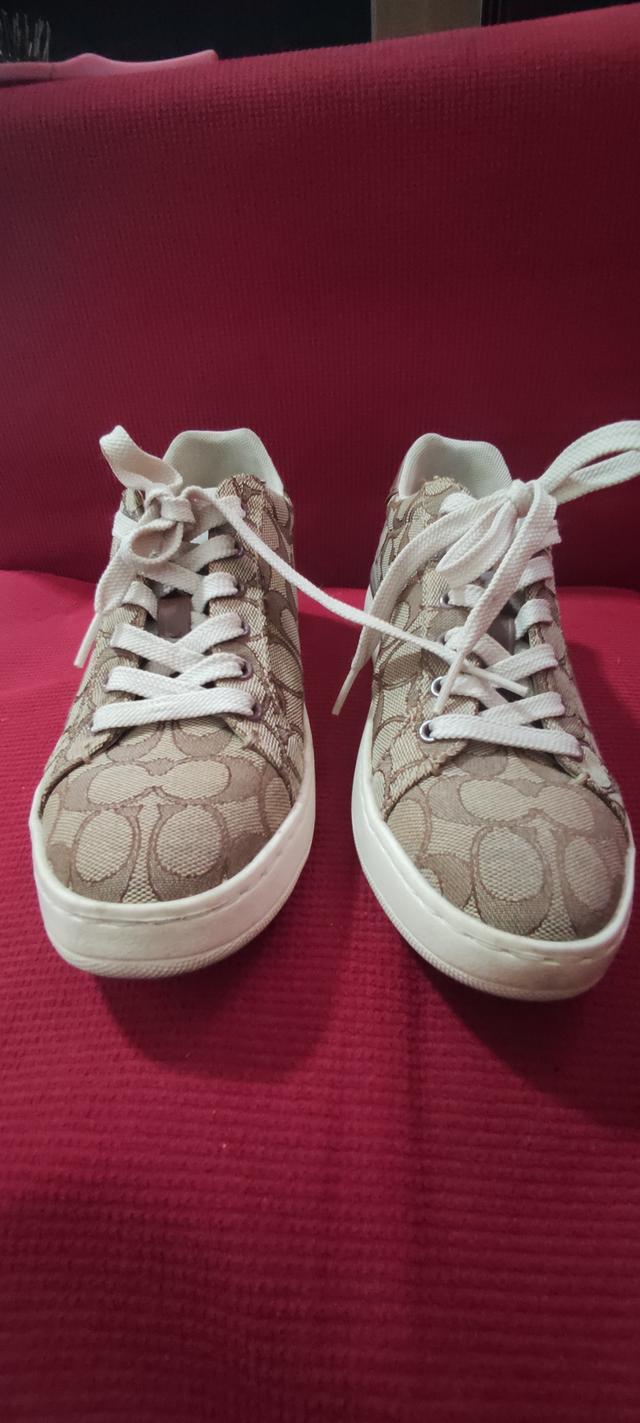 รองเท้าผ้าใบ Coach รุ่น High Line Sneaker In Signature Canvas สีเบจ รูปที่ 4