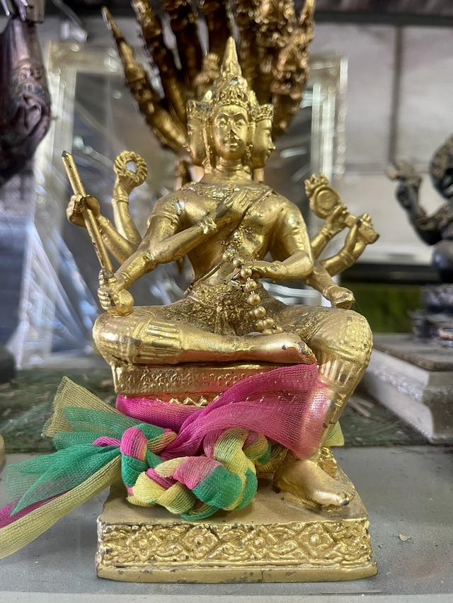 พระพรพรม หน้าตัก4นิ้ว พระพรหมทองเหลือง ปิดทอง พระพรหมเก่า 2