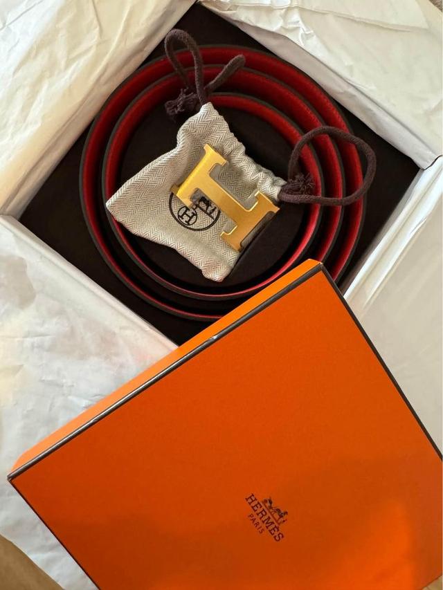 ขาย เข็มขัด Hermes หัวทอง สีส้ม 3