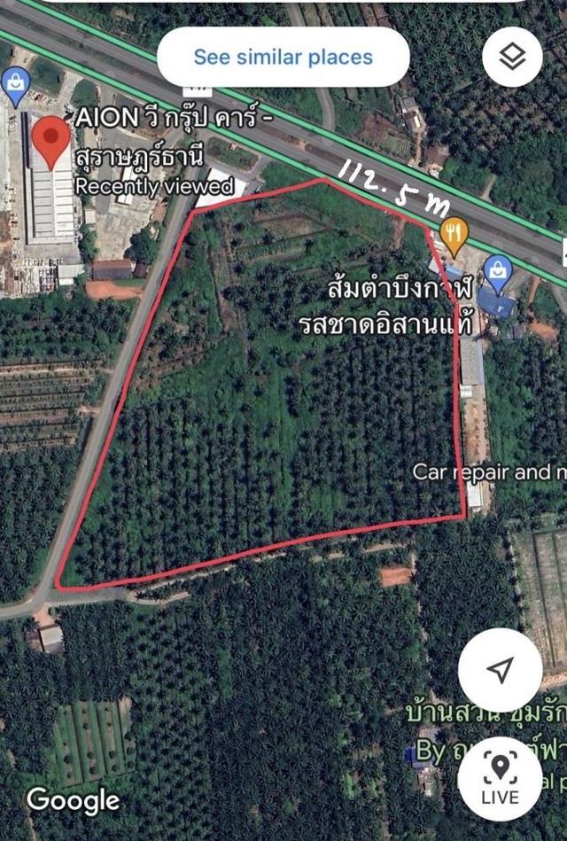 ขายที่ดินทำเลติดถนนใหญ่ หน้ากว้าง 112 เมตร ใกล้เซ็นทรัลสุราษฎร์ 5