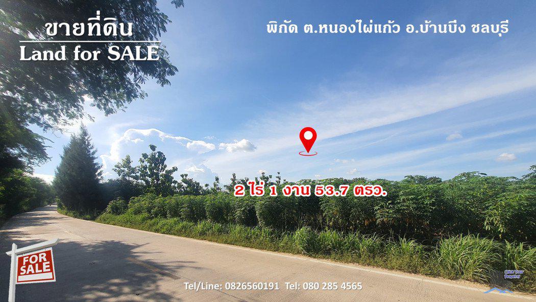 รูป ขาย ที่ดิน สี่เหลี่ยมผืนผ้า ติดทางสาธารณประโยชน์ 2 ด้าน 2 ไร่ 1 งาน 53.7 ตร.วา ใกล้ถนน 344 บ้านบึง-ชลบุรี