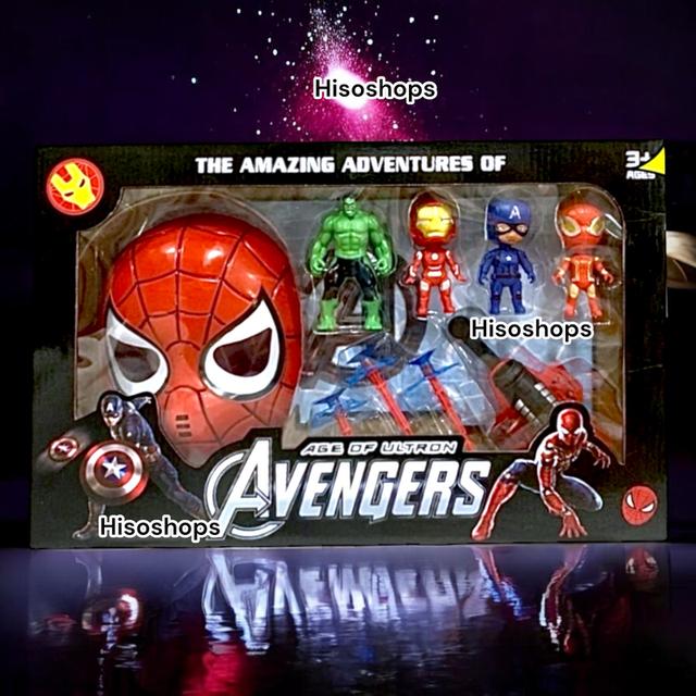 Avengers AGE of Ultron ชุดของเล่นสไปเดอร์แมน ข้อมือยิงใยแมงมุม พร้อมโมเดลฮีโร่ 4 ตัว กล่องใหญ่ 6