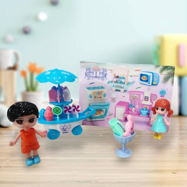 Mini Play House รถเข็นไอศกรีมมินิ รถขายไอติม พร้อมตุ๊กตา 2 ตัว และอุปกรณ์หลายหลายชิ้น คละแบบ งานน่ารักๆ 5