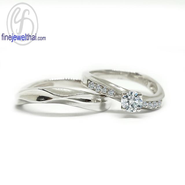Finejewelthai-แหวนคู่รัก-แหวนเพชรพรีเมี่ยมCZ-แหวนคู่สำหรับคนรุ่นใหม่ ดีไซน์สวยหรู ลดสูงสุด50% - R1281_82cz