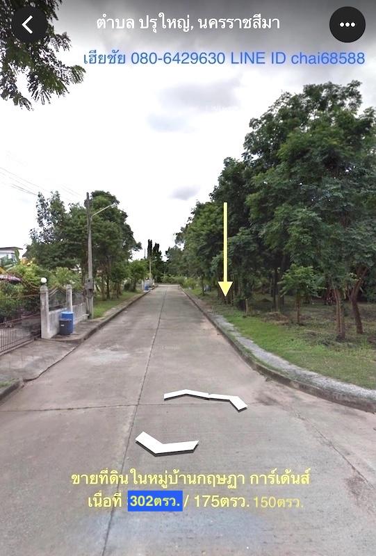 ขายที่ดินในหมู่บ้านกฤษฏาการ์เด้นส์ 302ตรว.175ตรว.150ตรว. 3แปลง ติดถนน 304 ใกล้.มทส.ประตู1 ตำบลปรุใหญ่ อ.เมืองนครราชสีมา ในหมู่บ้านกฤษฏาการ์เด้นส์ 3