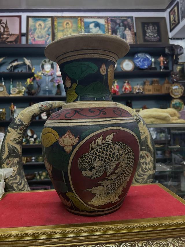 แจกันดินเผาเขียนลายไทย 4