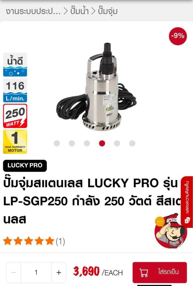 ปรับลดราคา ปั๊มจุ่มสแตนเลส กำลัง 250 วัตต์ สีสเตนลส ปั๊มใต้น้ำสำหรับใช้กับน้ำสะอาด รูปที่ 7