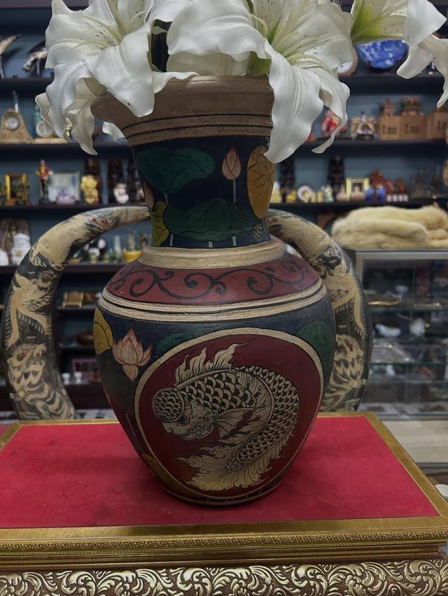 แจกันดินเผาเขียนลายไทย 7