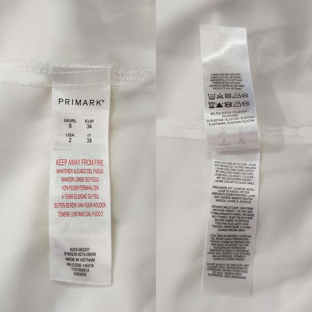 USED Primark - Sheer Cream Pocket Shirt | เสื้อเชิ้ตสีครีม เสื้อซีทรู แขนยาว คอปก ทรงใหญ่ สีพื้น ทำงาน แท้ มือสอง