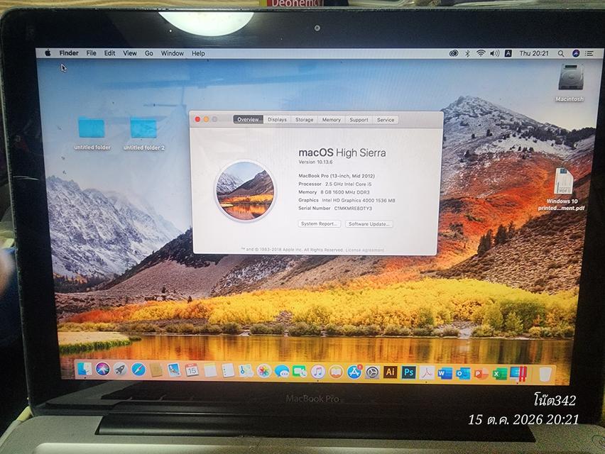 MacBook Pro (13-inch, Mid 2012) เครื่องผ่านการอัปเกรดใส่ SSD 128 GB รูปที่ 2