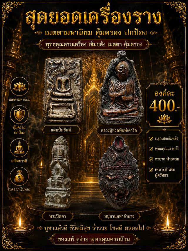 สมเด็จฐานขาโต๊ะนาคข้าง ขรัวโตบริกรรม พระปิดตา เศียรปู่ฤาษีหน้าเสือ