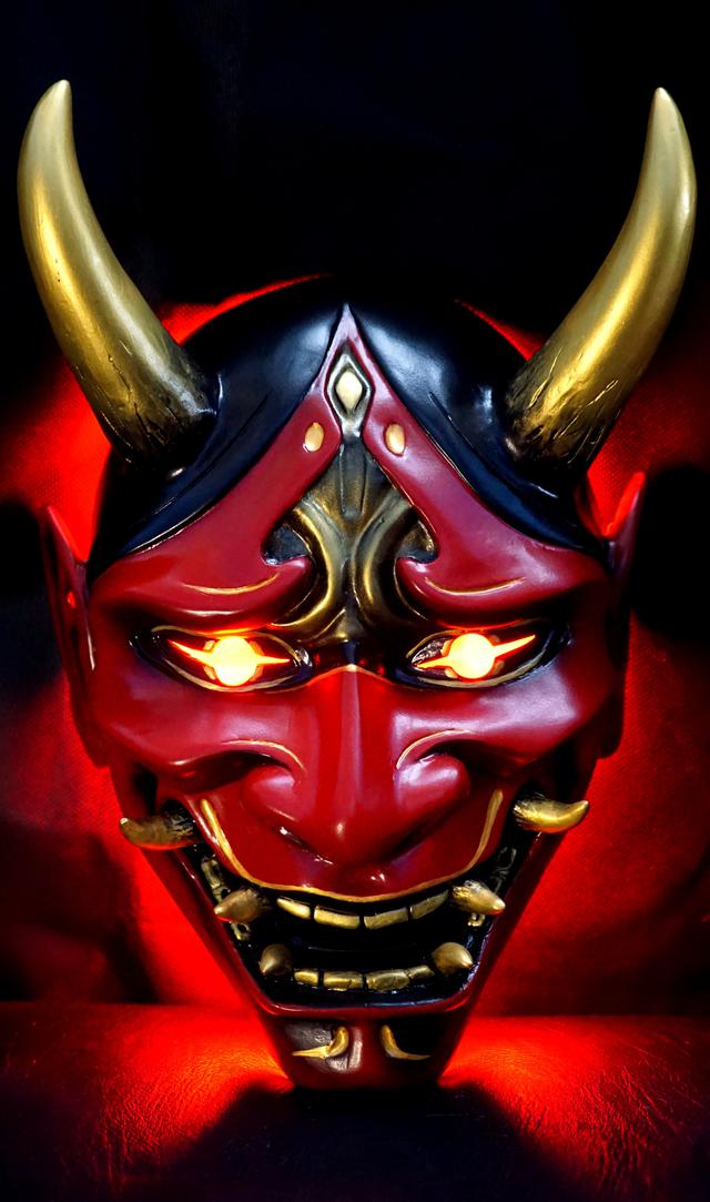 รูป หน้ากาก Mask Hannya(ฮันนิหยะ) Oni(โอนิ) Kabuki(คาบูกิ) แดง + กรอบไม้ + เชือก ตรงปก100% (ถูกที่สุด)  6