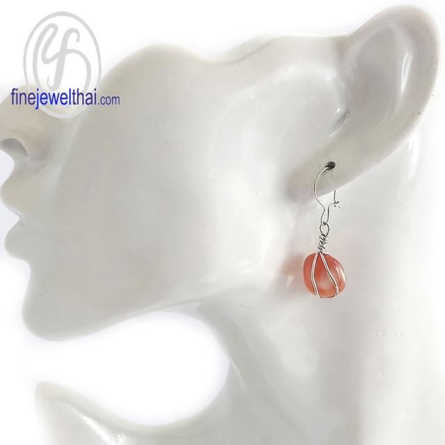 Finejewelthai ต่างหูอาเกตุ เงินแท้ อาเกตุสีส้ม พลอยประจำเดือนเกิด-E01052018 รูปที่ 5