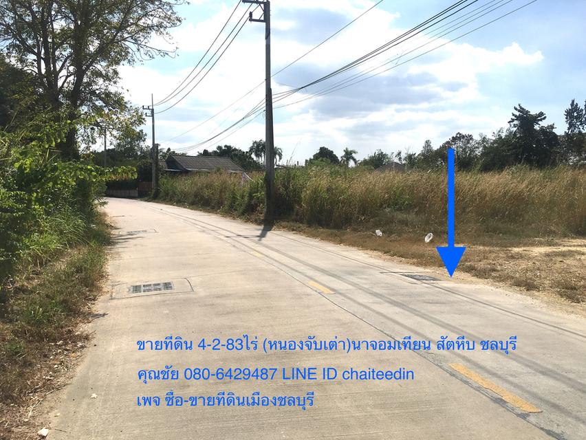 ขายที่ดินเนื้อที่ 4ไร่ 2งาน 83ตรว.ห่างถนนสุขุมวิท 1.8กม.ใกล้สวนนงนุชพัทยา ตำบลนาจอมเทียน สัตหีบ ชลบุรี ที่ดินถมแล้ว ใกล้เขาชีจรรย์