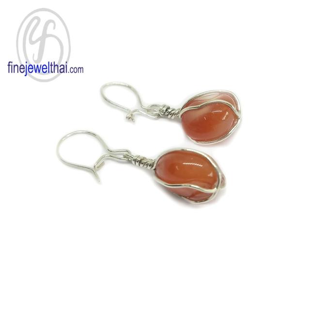 Finejewelthai ต่างหูอาเกตุ เงินแท้ อาเกตุสีส้ม พลอยประจำเดือนเกิด-E01052018 รูปที่ 3