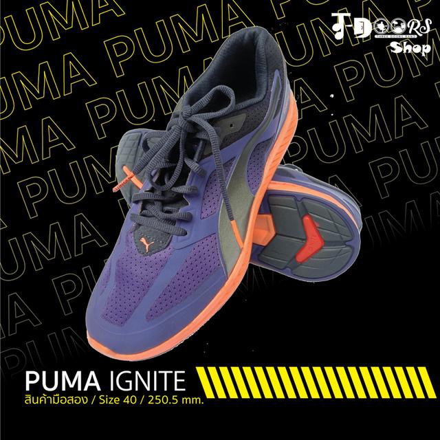 PUMA IGNITE รองเท้าผ้าใบมือสอง สีม่วง-ส้ม สภาพงามๆ จัดส่งฟรี! เก็บปลายทาง