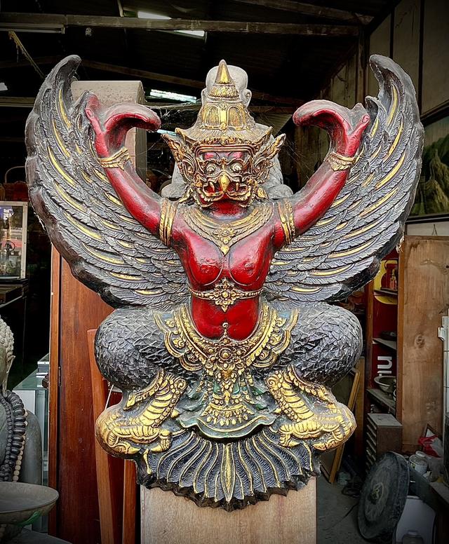 พญาครุฑเก่า ครุฑหน้าดุ ขนาด80ซม ครุฑหน้าศาล 8