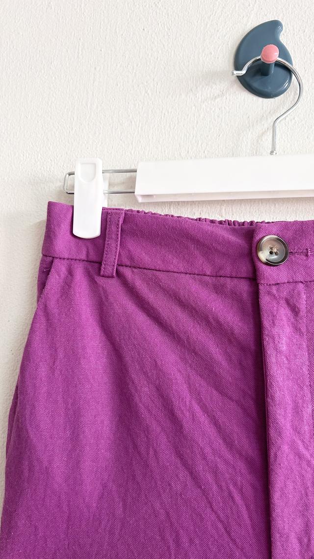 จียูM กางเกงหญิงเอวสูงยืดสีม่วงเข้ม รูปที่ 3