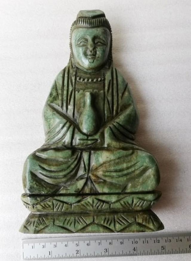 เจ้าแม่กวนอิมหยกพม่า 觀世音 กว้าง 4.3 นิ้ว หนา 1.5 นิ้ว สูง 7.2 นิ้ว รูปที่ 9