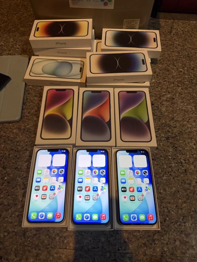 ขายไอโฟน14Plusสีขาว,ม่วง,ฟ้า128,256กิ๊กมีกล่องสวยๆแบตเยอะมากๆใช้งานดีถูหๆ