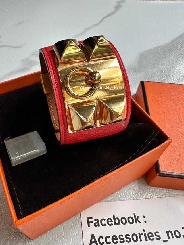 Used Like New Hermes CDC Bracelet Red Epsom Leather  7