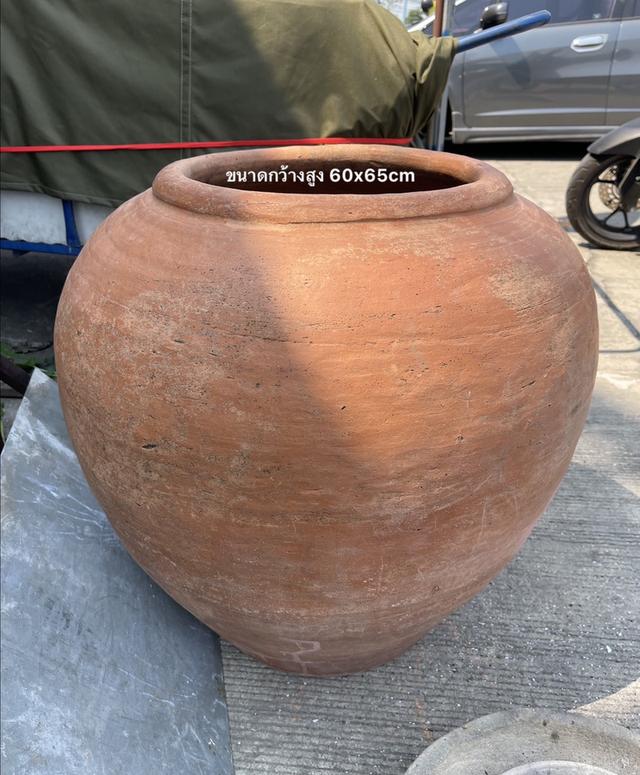 โอ่งแดง ศิลปะอยุธยา ใบใหญ่จัมโบ้ ขนาดสูง65ซม โอ่งดินเผาโบราณ อายุหลัก100ปี