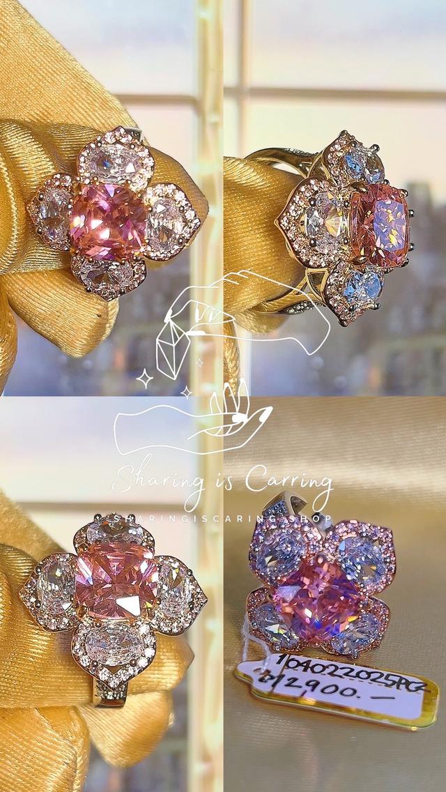 💎 Rare Pink CZ Diamond ✅ Old money style ✅ แหวนเพชร CZ หายาก สไตล์ผู้ดีเก่า ✅ ราคาเต็ม 12,900.- เหลือ 6,450.- 5