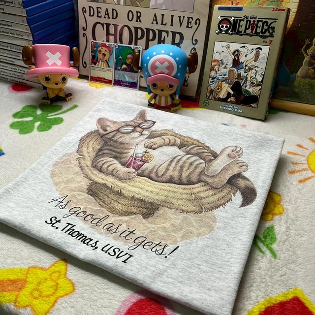 เสื้อยืดมือสองวินเทจ ลายแมวปี90