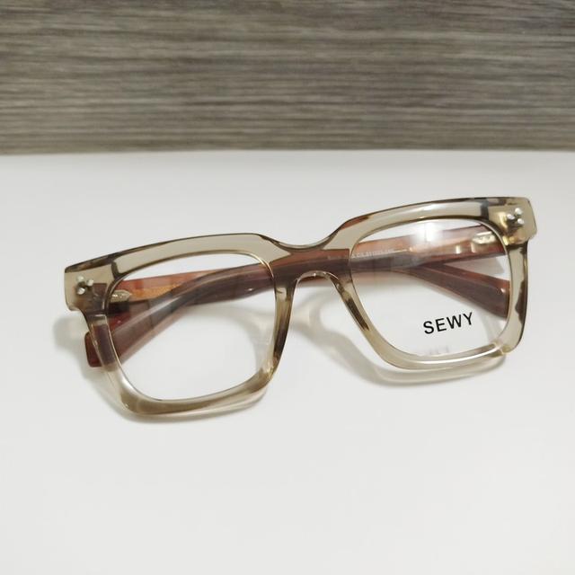 กรอบแว่นตาhandmade acetate แว่นตาแบบลิซ่าใส่ เกรดพรีเมี่ยม ตัดเลนส์แว่นสายตา แว่นกันแดดได้ วัสดุพรีเมี่ยมคุณภาพสูง ขาสปริง ไม่บีบขมับ 4