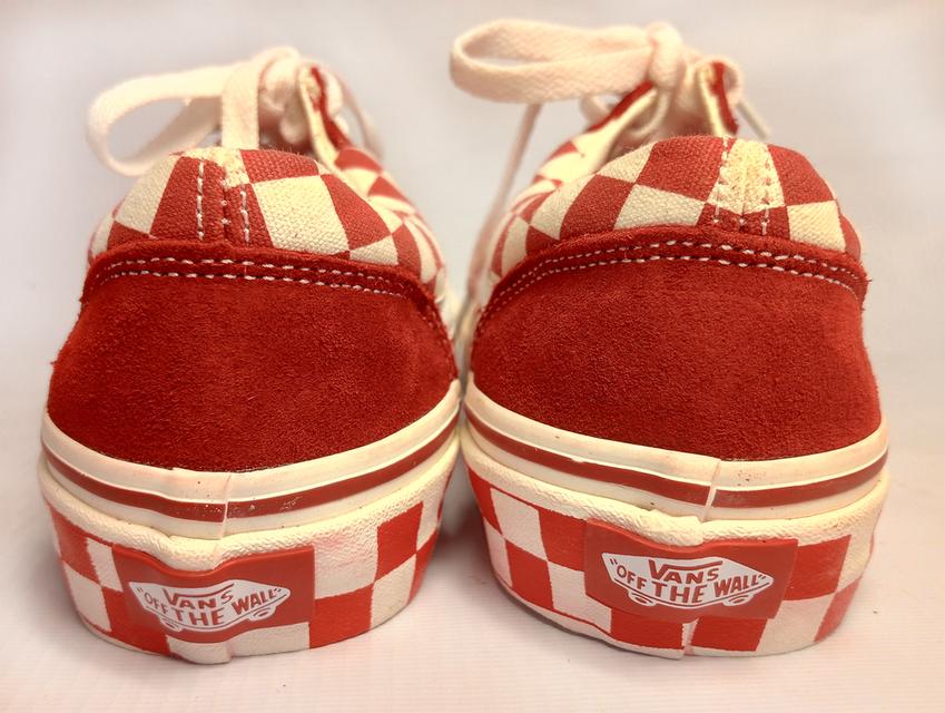 VANS รองเท้าผ้าใบของใหม่ สีแดงลายตาราง หมากรุก จัดส่งฟรี!!! เก็บปลายทาง 4