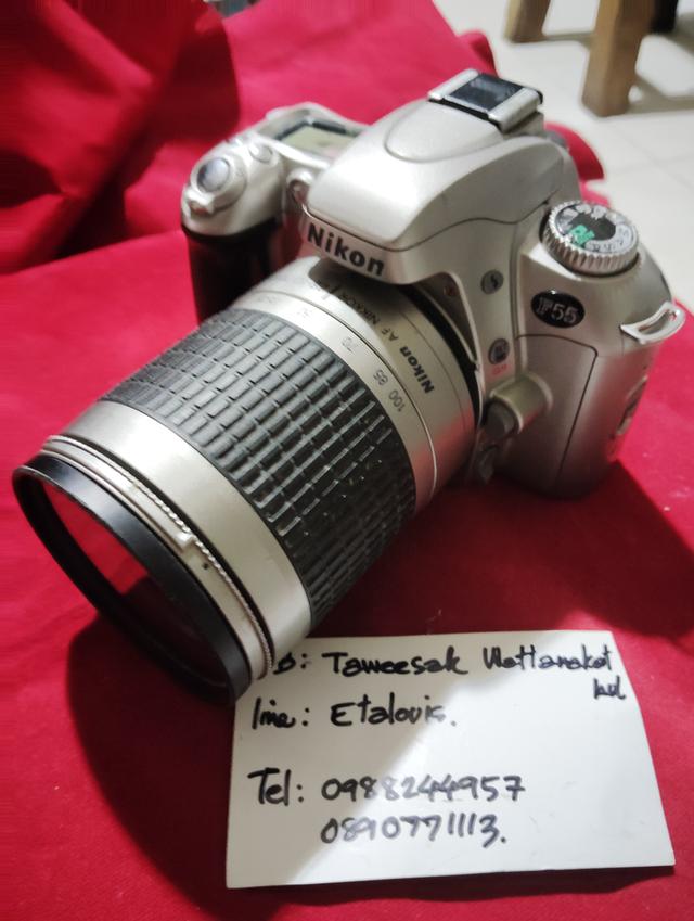 กล้องฟิล์มNikon F55 เลนส์มือหมุน สภาพไม่ได้เช็คเพราะไม่มีแบต ใช้แบต CR2 2ก้อน เลนส์28-100มม. 