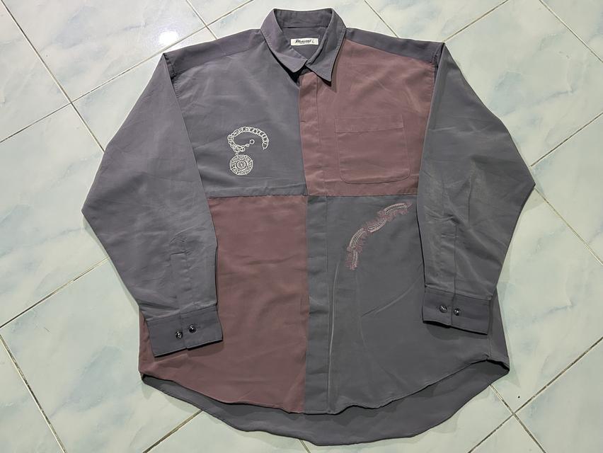 🎨เสื้อเชิ้ตวินเทจ 90s Pleasant Selection - Color Block Embroidered Shirt งานต่อผ้าสลับสีปักลาย