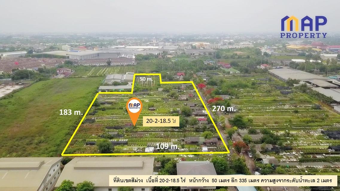 ขายที่ดินสีม่วง 20 ไร่ 2 งาน ถนน เศรษฐกิจ 1 อ.กระทุ่มแบน