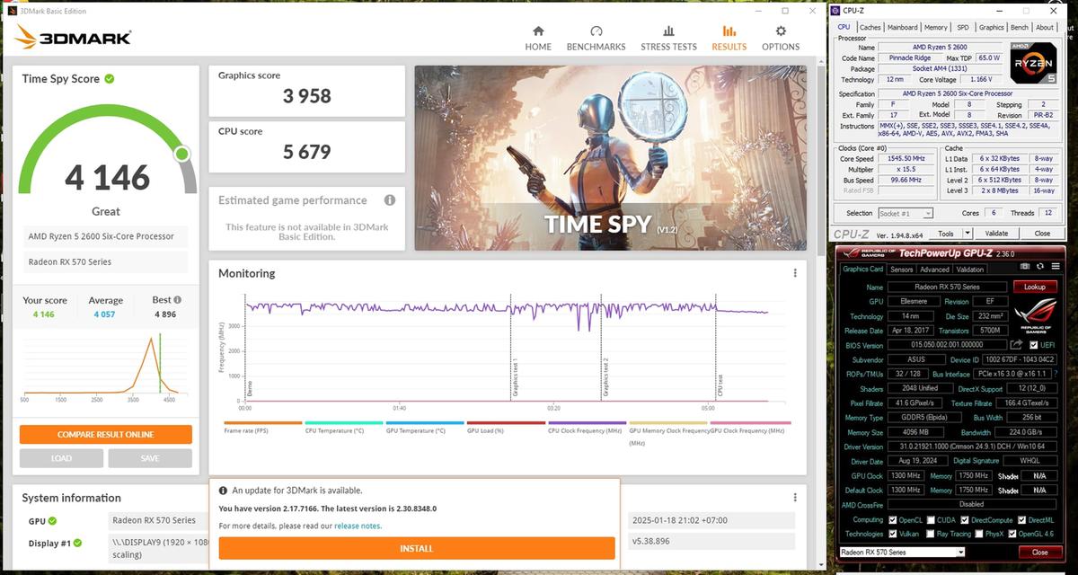 com game 💥 CPU RYZEN5 2600 + RX 570 OC 8 GB + RAM 16 GB + SSD 256 GB 💥 11
