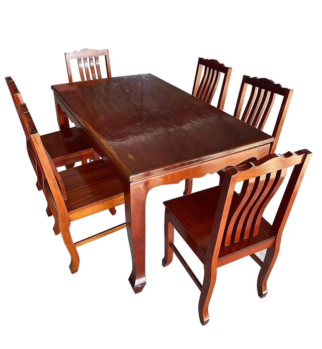 ชุดโต๊ะไม้ประดู่ 6ที่นั่ง โต๊ะไม้ประดู่แผ่นเดียว โต๊ะไม้ประดู่ โต๊ะรับประทานอาหาร