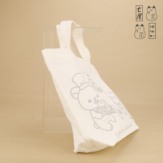 ถุงผ้า มินิโท้ท ริลัคคุมะ 🐻 Rilakkuma Delicious Time  ~ Standard・Mini Tote Bag・28 cm ~ System Service ~ San-X 2010 ~ สีธรรมชาติ・Unbleached・Kinari ✨ รูปที่ 5