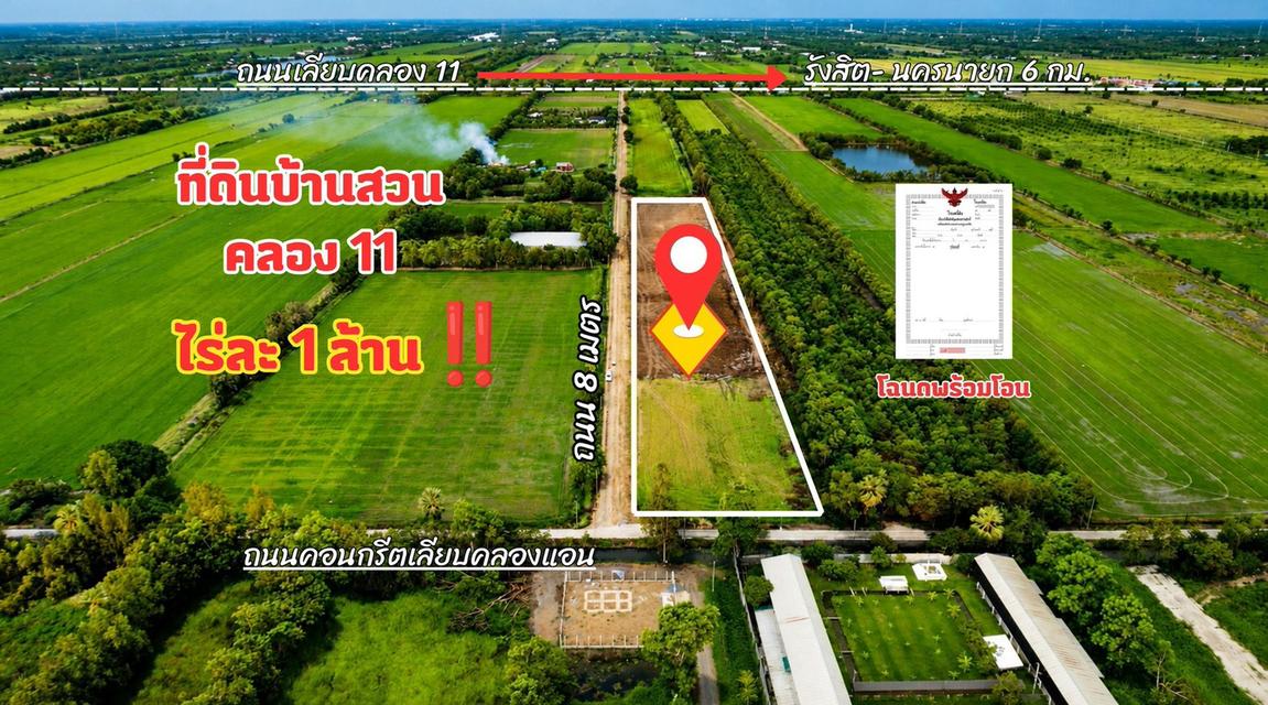 ขายที่ดินเปิดแปลงใหม่ คลอง 11 ตำบล บึงบา อำเภอ หนองเสือ ปทุมธานี 5