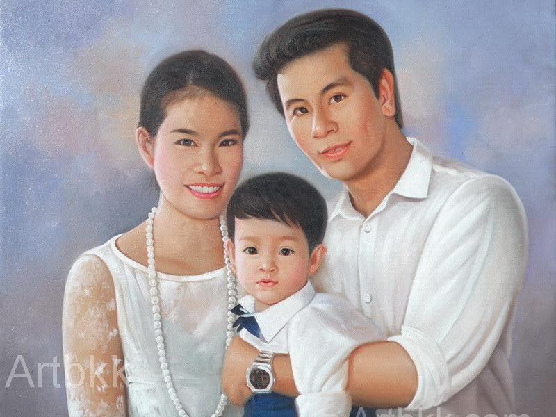 ภาพวาดครอบครัวสีน้ำมันไว้ตกแต่งบ้าน 6