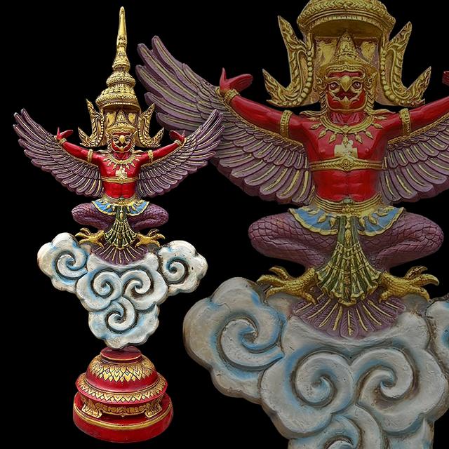 พญาครุฑ ครุฑตั้งโต๊ะบูชา ขนาดกว้างสูง70x130cm พญาครุฑเหนือเมฆ