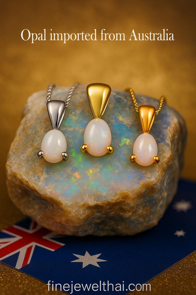 Finejewelthai จี้โอปอล พลอยแท้ พลอยประจำเดือนเกิด Opal Pendant-P1034op-1