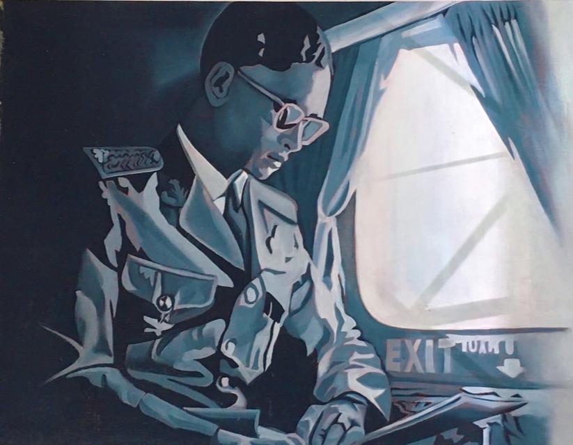 ภาพวาดในหลวง ร.9 พระบรมสาทิสลักษณ์โทนขาวดำ สีอะคริลิคงาน Hand-painted โดยศิลปิน Serephap| King Rama IX Monochrome Acrylic Painting