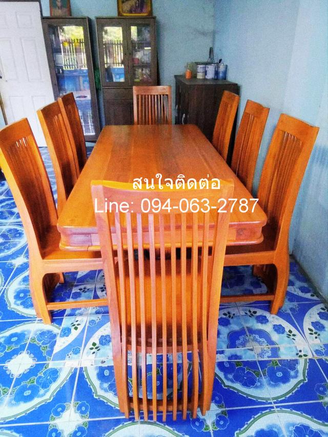เฟอร์นิเจอร์ไม้สัก โต้ะทานข้าว พร้อมเก้าอี้ 8 ตัว 2