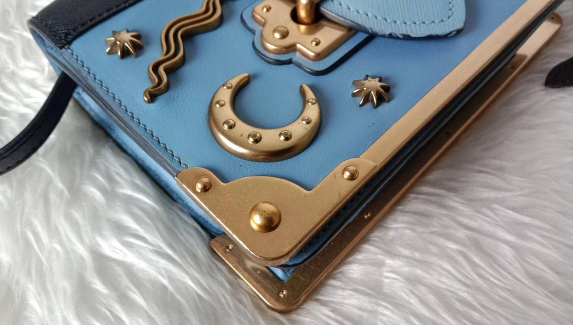 กระเป๋า PRADA Saffiano Shoulder Bag Saffiano leather Blue Gold Auth ar12338A Golden 13