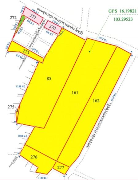 ขายที่ดินเปล่าติดถนนจุฑางกูร  เนื้อที่รวม 33-1-9.8 ไร่ (13,309.8 ตารางวา)