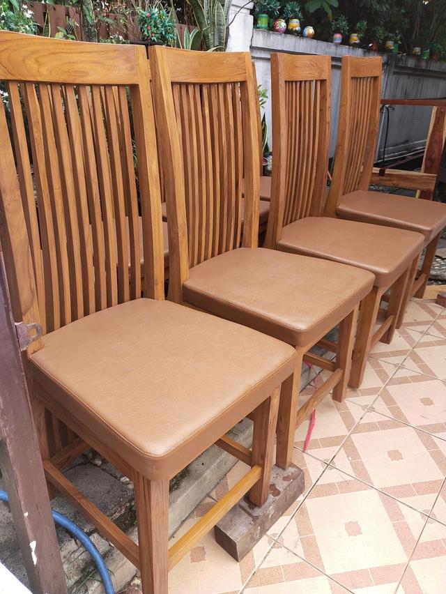 เก้าอี้ไม้สักทองพร้อมเบาะ (ราคา/ตัว) 4