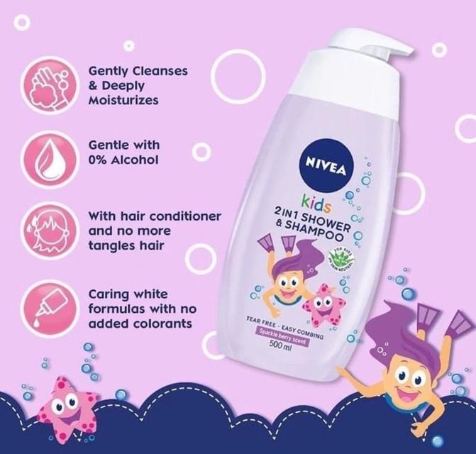 ครีมอาบน้ำ+แชมพู สำหรับเด็ก NIVEA Kids 2in1  2