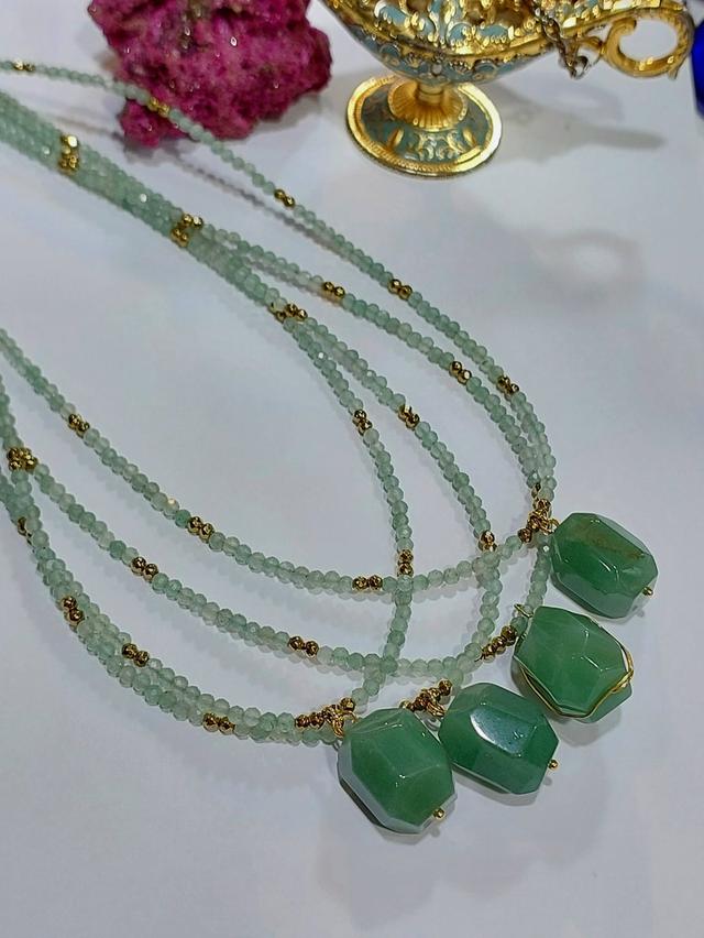 สร้อยคอหินมงคล Agate Rose quatz Green aventurine Tiger eye Amethysts ยาว 18-19 นิ้ว รูปที่ 7