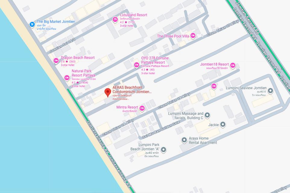 Aeras Beachfront Condo Jomtien Pattaya ห้องมุม 48 ตารางเมตร 2 ห้องนอนใหญ่ วิวทะเล ตกแต่งครบ 13